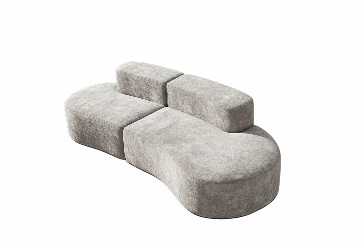 Blob диван — светло-серый велюр