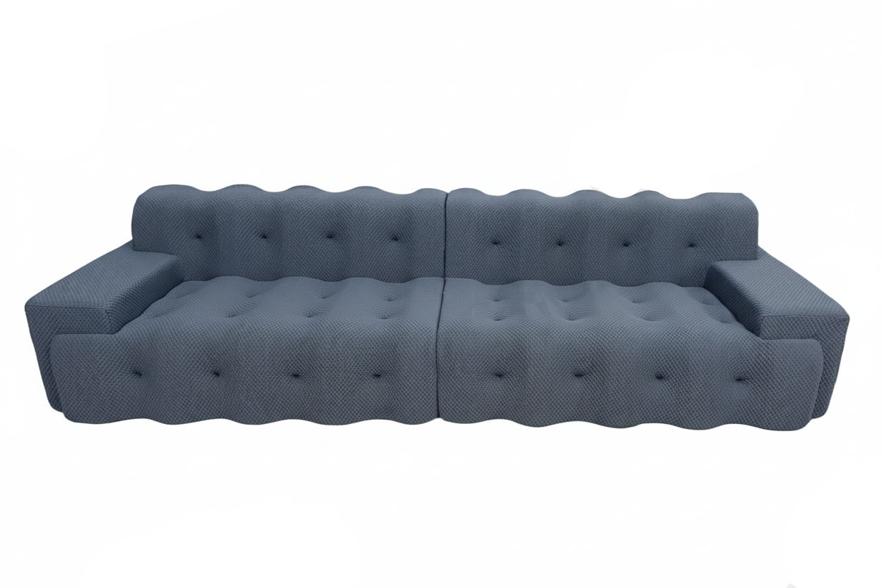 Blue-grey wavy sofa