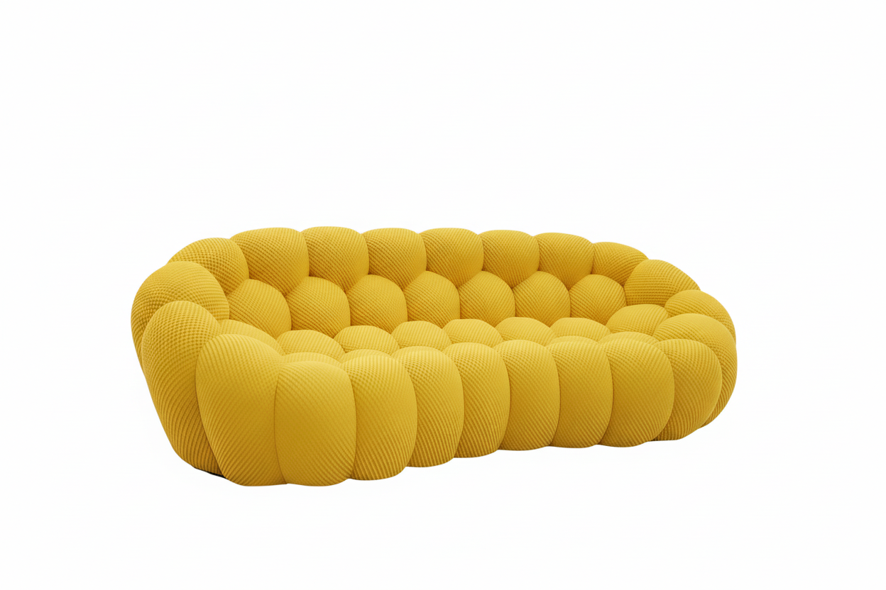 Bright Lemon Yellow 3-Seat Bubble Sofa