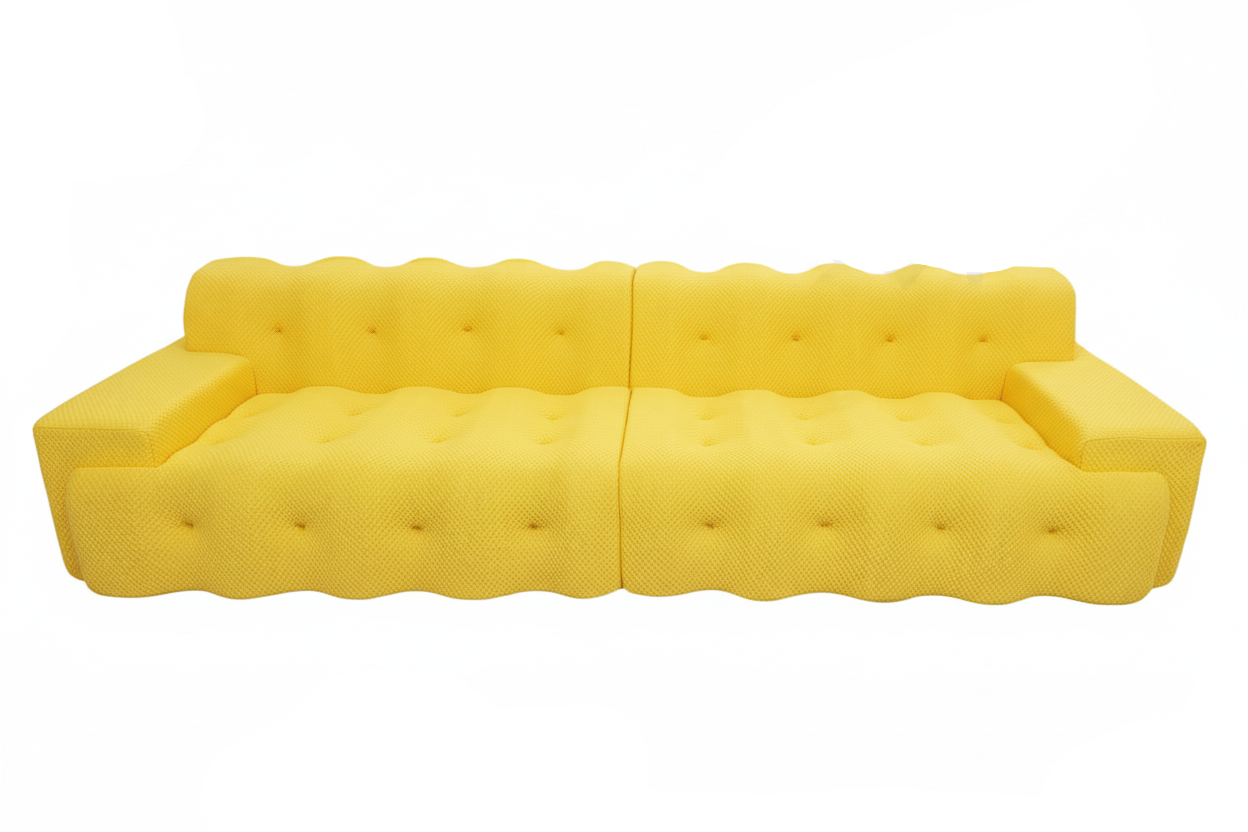 Bright yellow wavy sofa