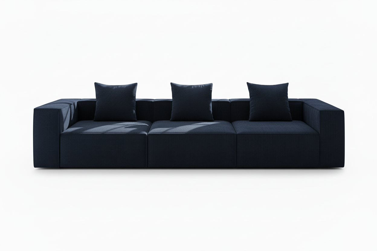 Dark Navy Ribbed Sofa