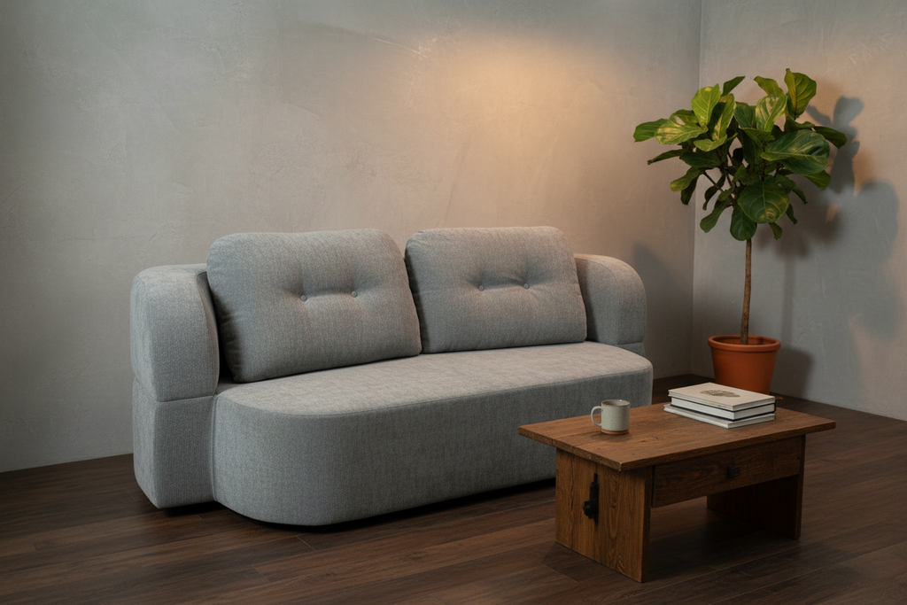 Grey Sofa Realistic Interior