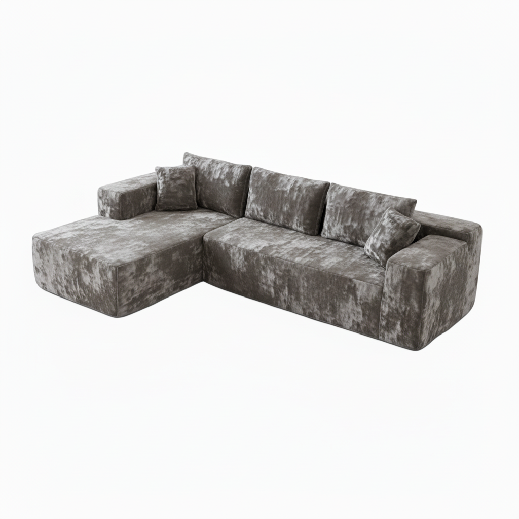 Grey velvet sofa