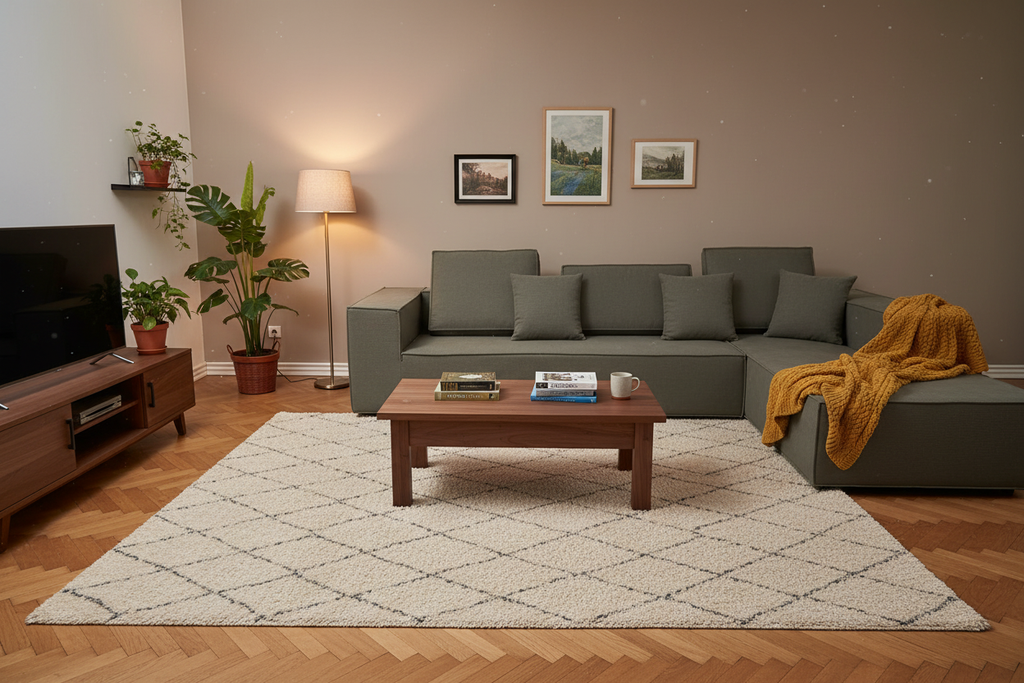 L-shaped sofa in cozy home