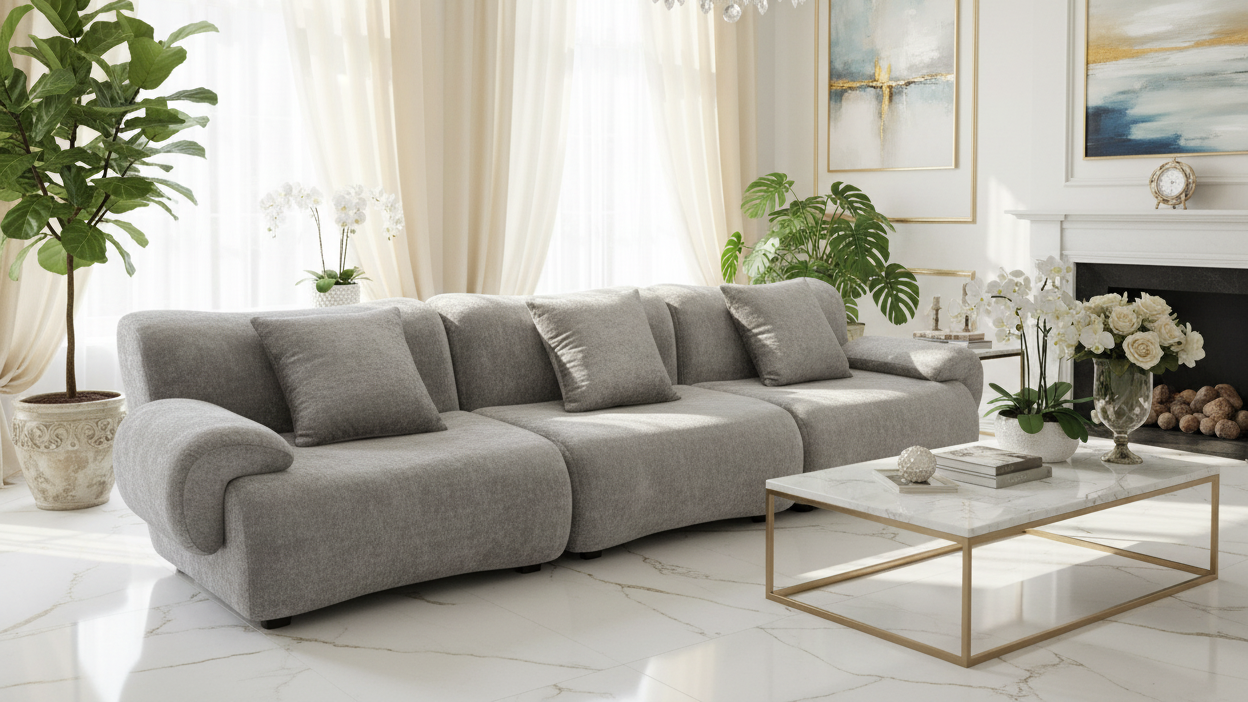 Roll_ Sofa — дневной свет с растениями