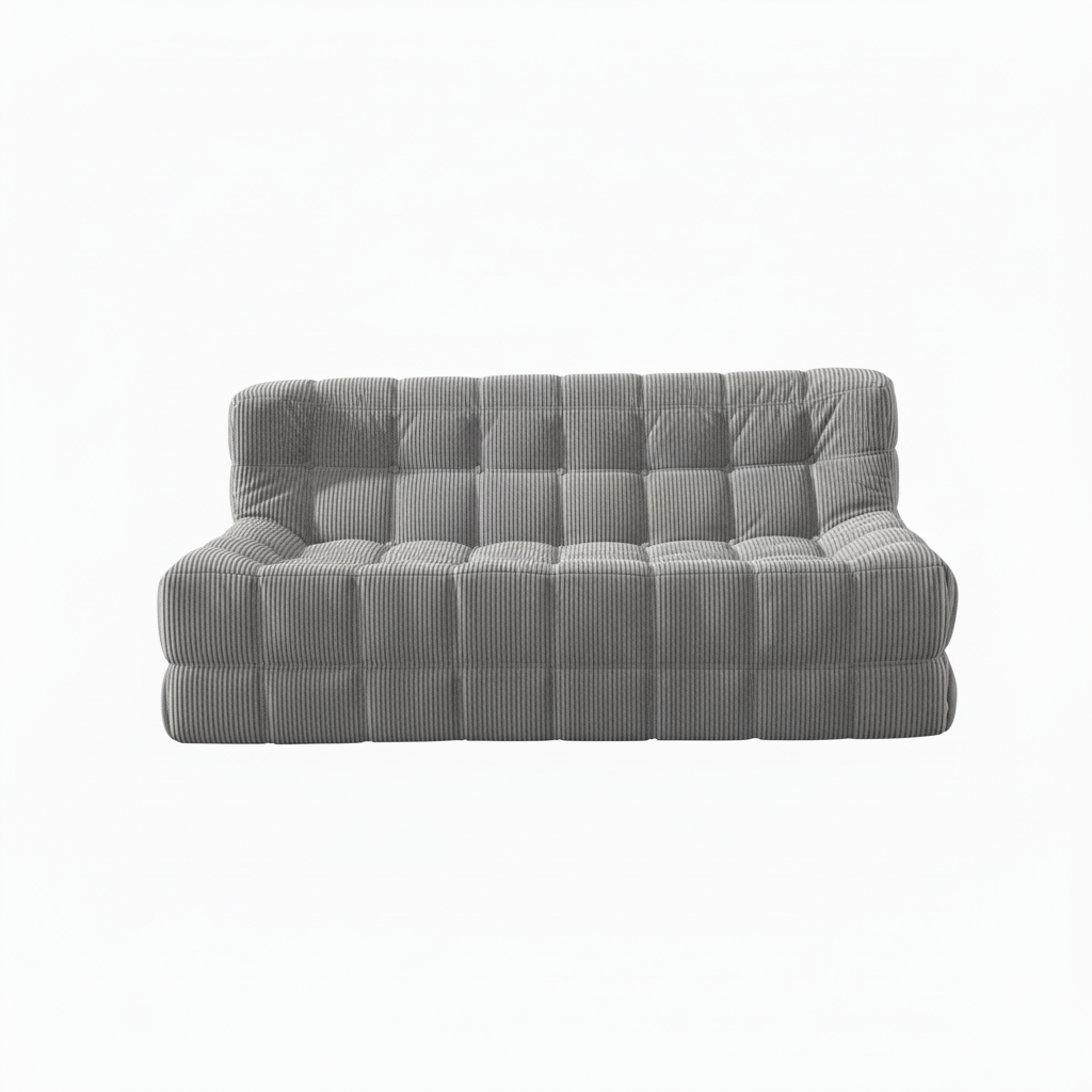 Sofa grey ribbed velvet