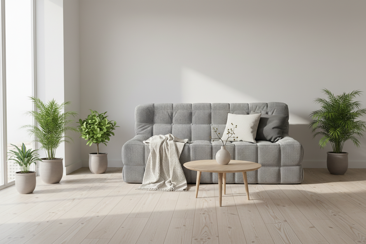Sofa grey velvet interior