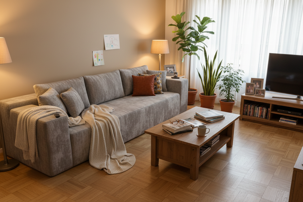 Straight sofa cozy home