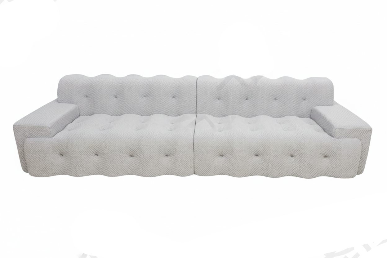 Very light grey wavy sofa
